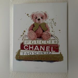 White canvas with pink bear